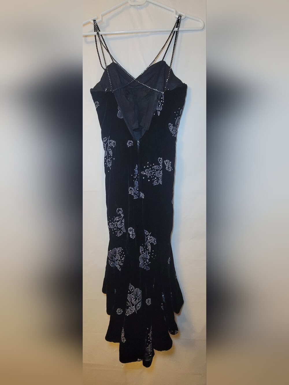 Black Velvet Floral Embroidered Maxi Dress - Picture 2 of 5